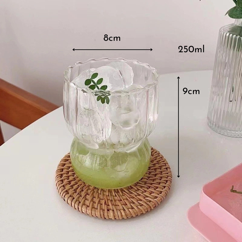 VASO VIDRIO ANCHO LINEAS VERTICAL 250ML BEBIDAS CAFE  COCTEL - 7