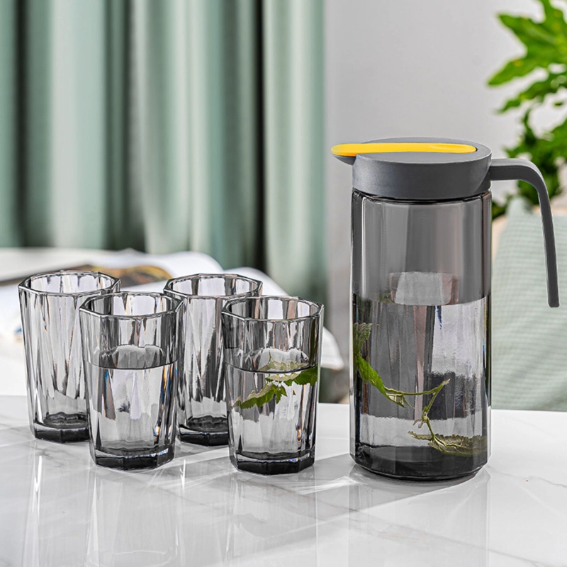 JUEGO DE JARRA DE VIDRIO DOSIFICADORA CON 4 VASOS - 1