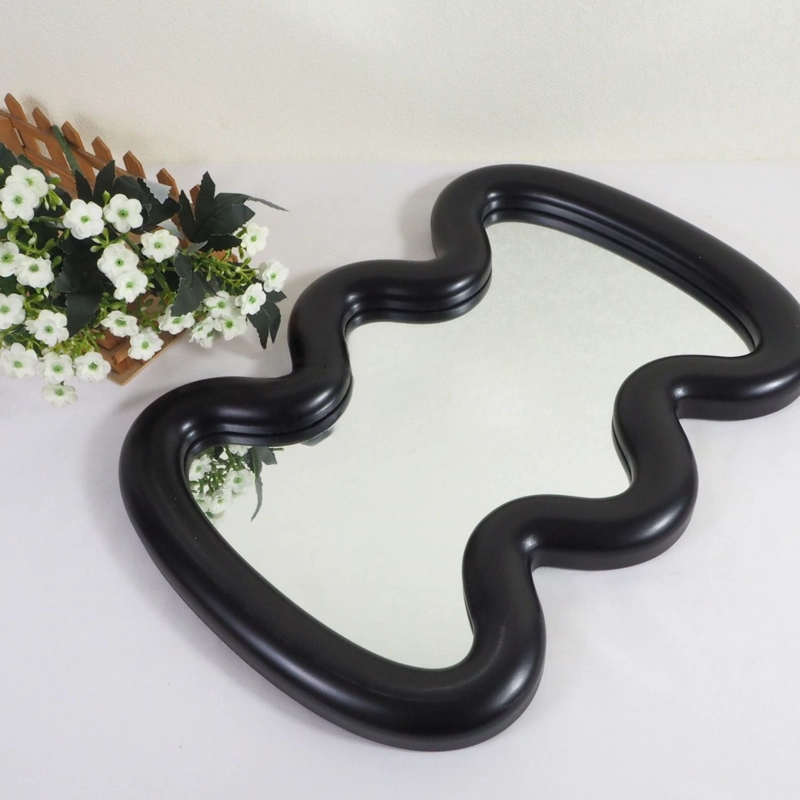 ESPEJO DECORATIVO DE MESA ONDULADO PARA TOCADOR COLOR NEGRO - 4