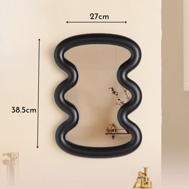 ESPEJO DECORATIVO DE MESA ONDULADO PARA TOCADOR COLOR NEGRO - 5