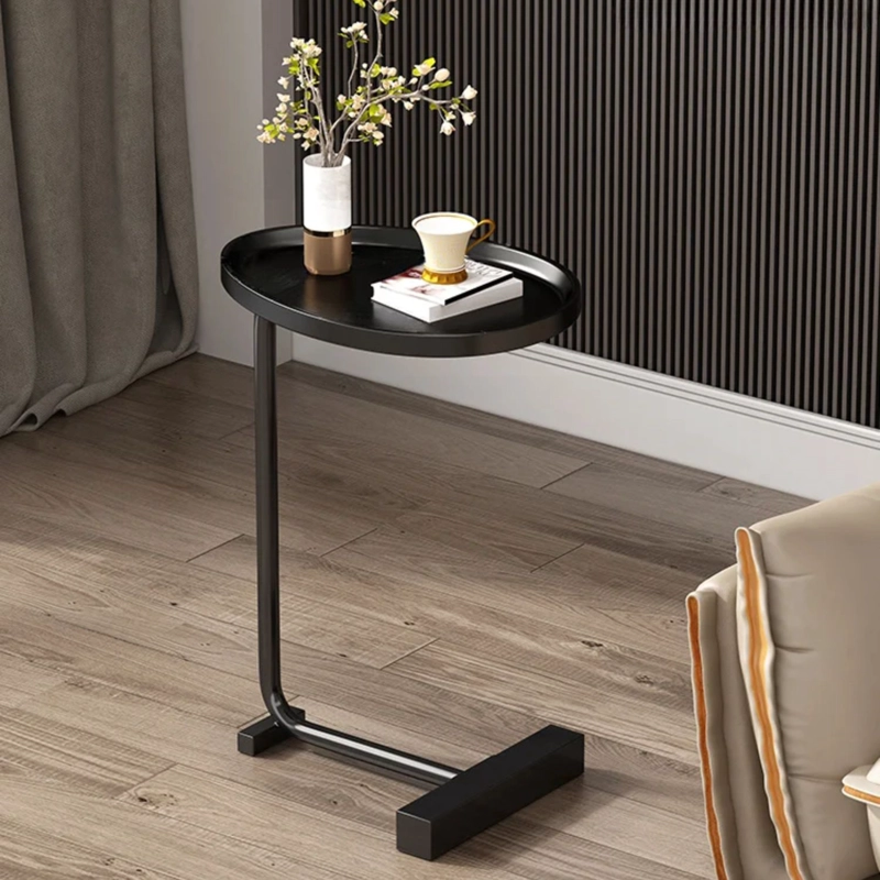 MESA AUXILIAR Y LATERAL NEGRA ESTILO PEDESTAL - 2