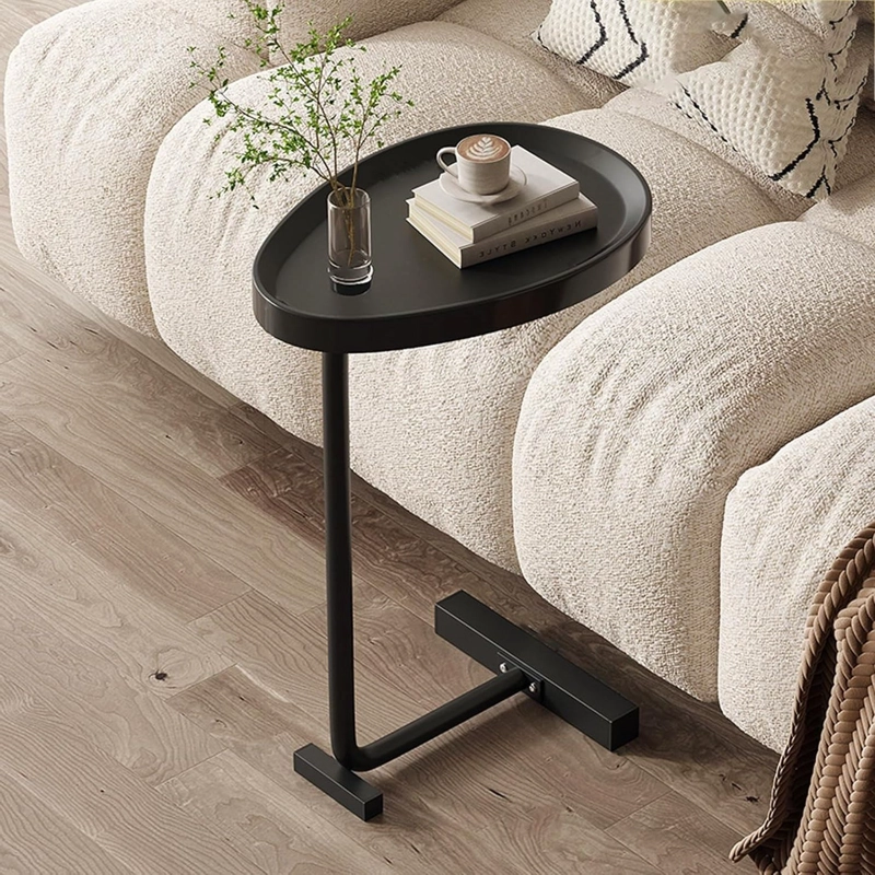 MESA AUXILIAR Y LATERAL NEGRA ESTILO PEDESTAL - 3