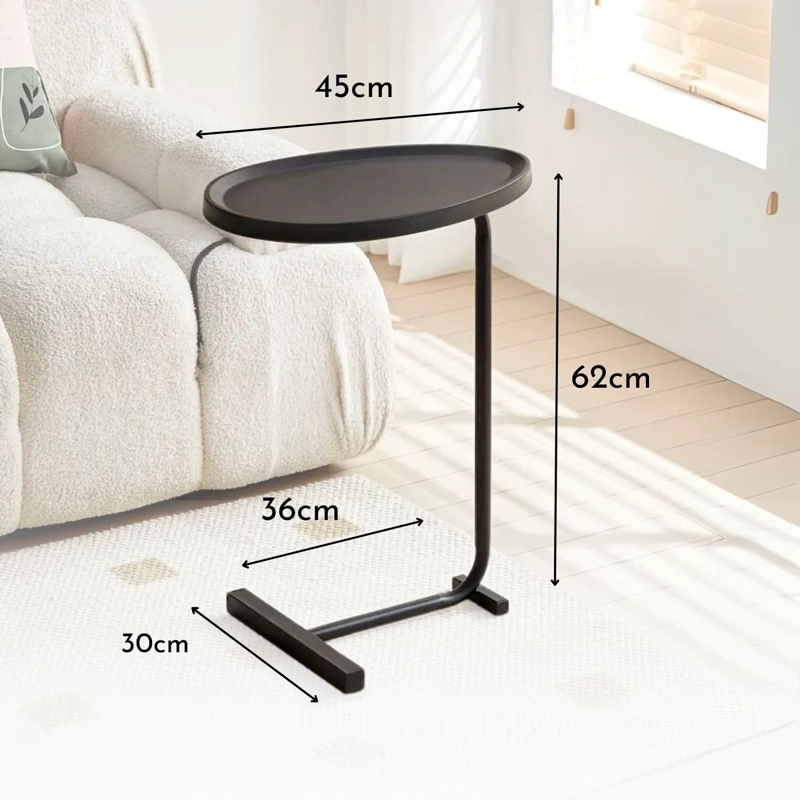 MESA AUXILIAR Y LATERAL NEGRA ESTILO PEDESTAL - 4