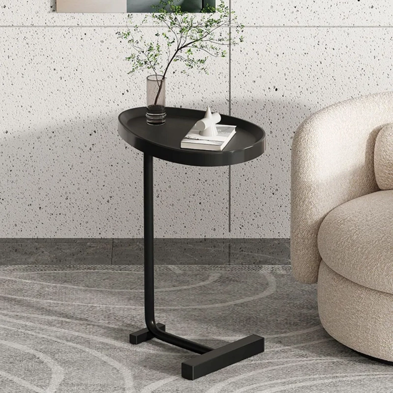 MESA AUXILIAR Y LATERAL NEGRA ESTILO PEDESTAL - 6
