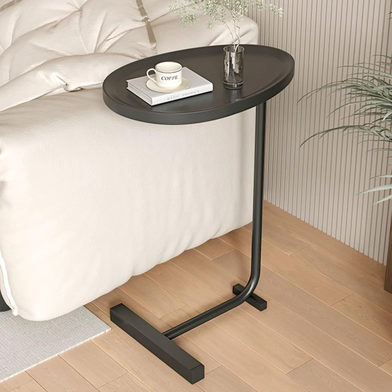 MESA AUXILIAR Y LATERAL NEGRA ESTILO PEDESTAL - 7