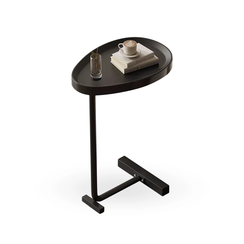 MESA AUXILIAR Y LATERAL NEGRA ESTILO PEDESTAL - 8