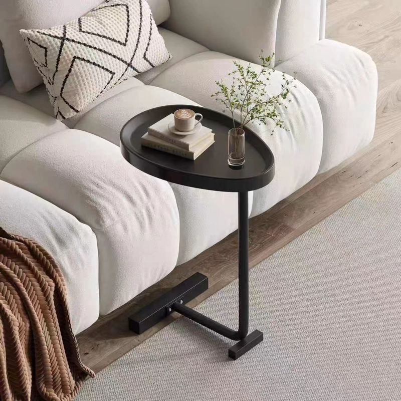 MESA AUXILIAR Y LATERAL NEGRA ESTILO PEDESTAL - 9