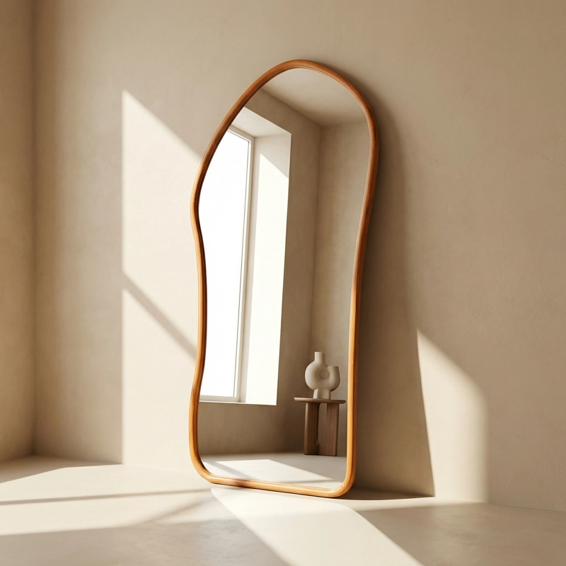 ESPEJO IRREGULAR CUERPO ENTERO MADERA COLOR ROBLE 180X80CM - 1