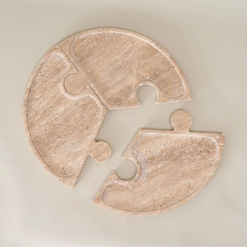 BANDEJA DE PIEDRA TRAVERTINO PUZZLE PARA APERITIVOS Y DECORACION - 3