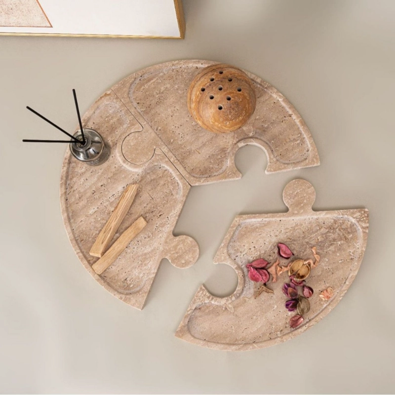 BANDEJA DE PIEDRA TRAVERTINO PUZZLE PARA APERITIVOS Y DECORACION - 7