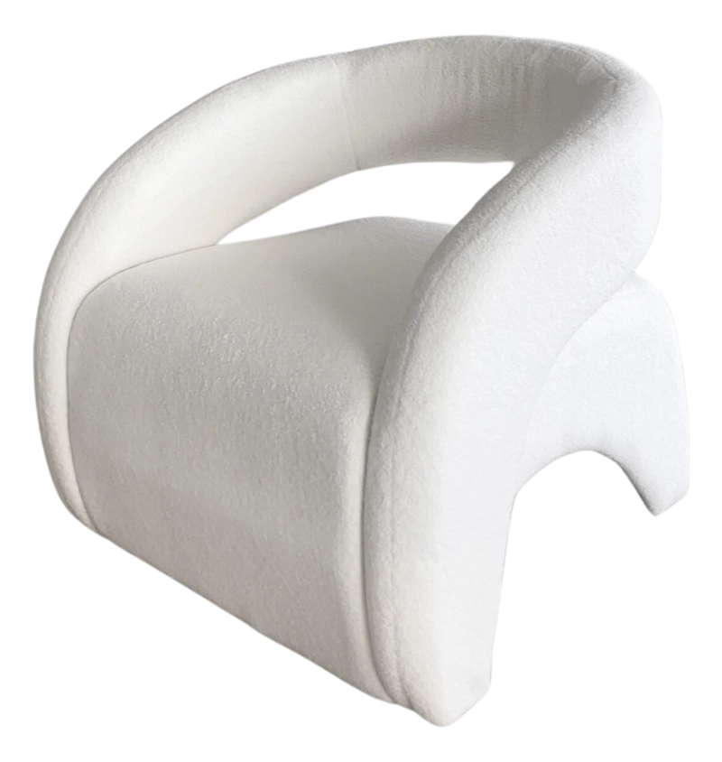 POLTRONA SITIAL MODERNO TAPIZADO EN TELA TEXTURIZADA COLOR BLANCO - 1