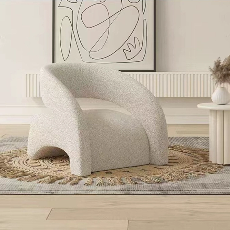 POLTRONA SITIAL MODERNO TAPIZADO EN TELA TEXTURIZADA COLOR BLANCO - 2