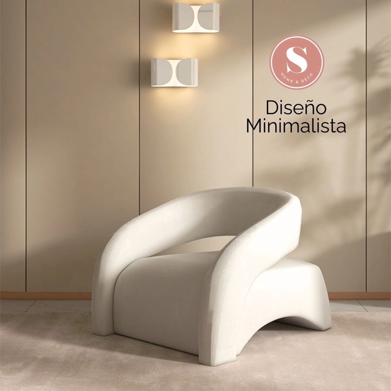 POLTRONA SITIAL MODERNO TAPIZADO EN TELA TEXTURIZADA COLOR BLANCO - 3