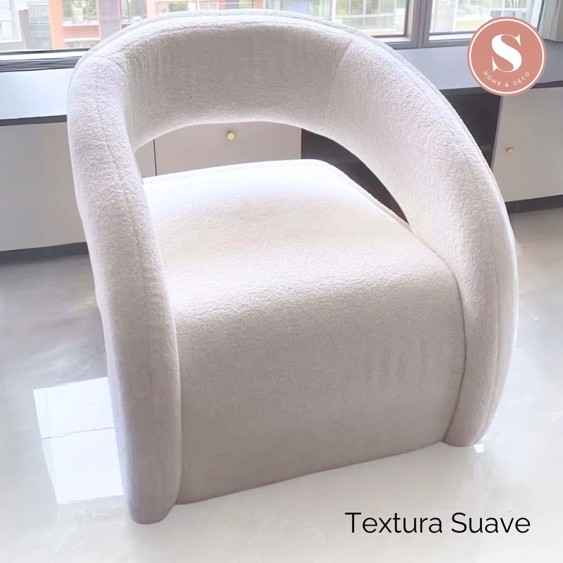 POLTRONA SITIAL MODERNO TAPIZADO EN TELA TEXTURIZADA COLOR BLANCO - 7