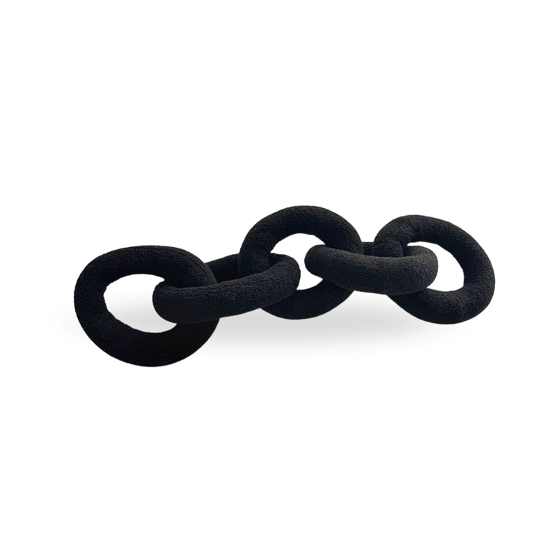 COJIN DECORATIVO DE TELA CON DISEÑO DE CADENA NEGRO - 8