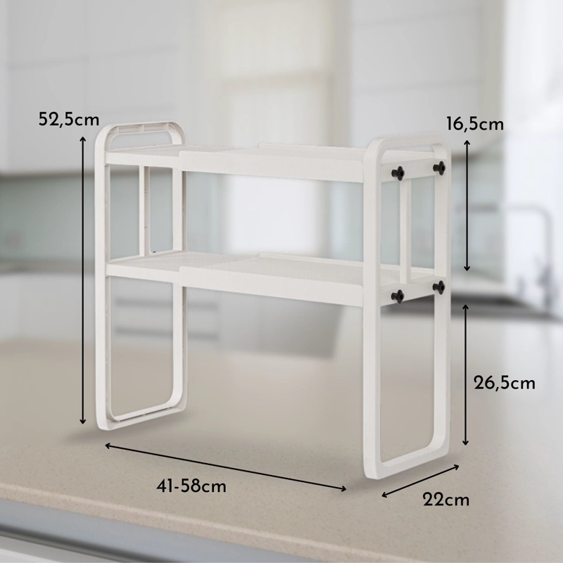 ESTANTE ORGANIZADOR EXTENSIBLE PARA COCINA 2 NIVELES BLANCO - 8