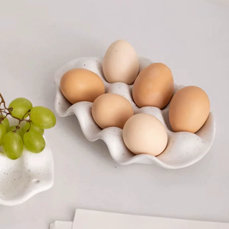 HUEVERA DE CERAMICA MINIMALISTA 6 UNIDADES - 1