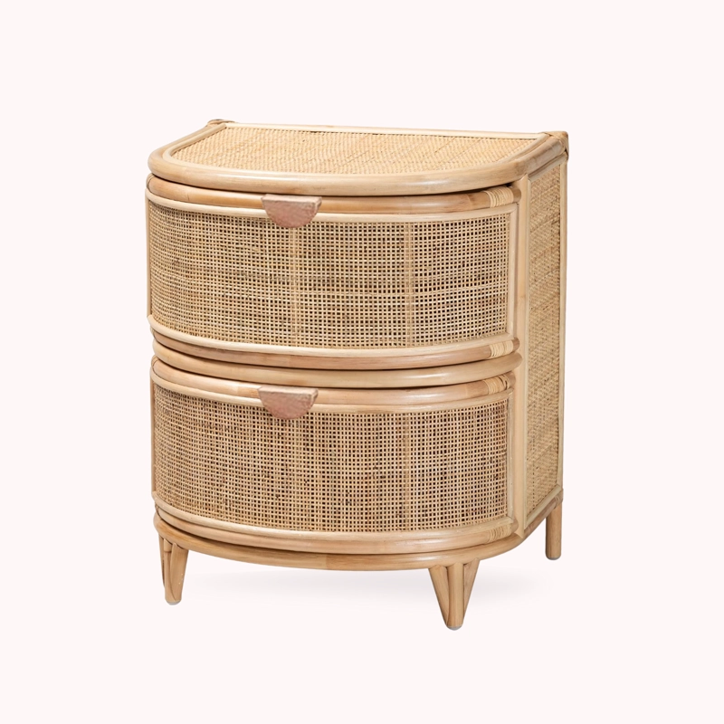 VELADOR MESA DE NOCHE RATTAN CAJONES ESTILO MIMBRE - 2