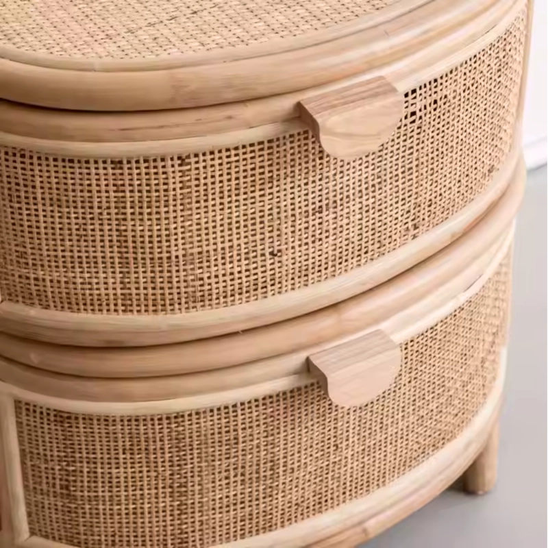 VELADOR MESA DE NOCHE RATTAN CAJONES ESTILO MIMBRE - 6