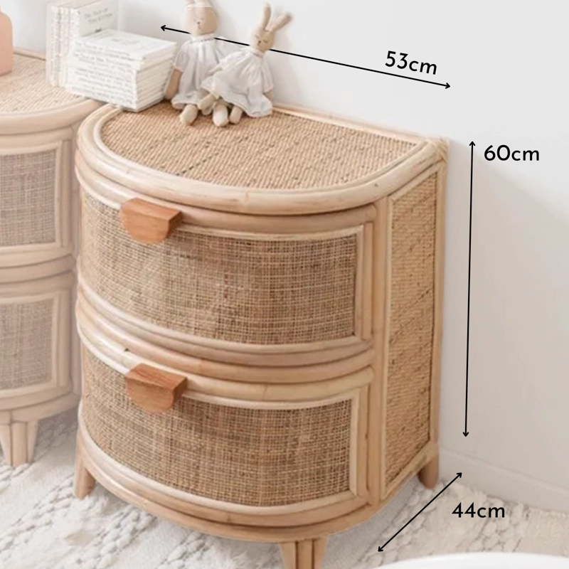 VELADOR MESA DE NOCHE RATTAN CAJONES ESTILO MIMBRE - 9