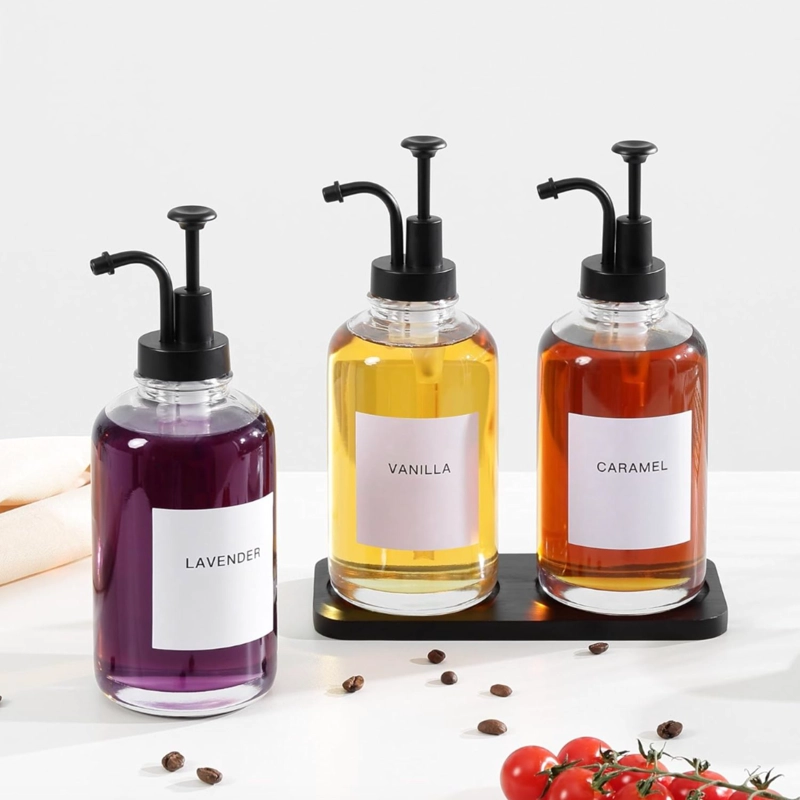SET DE 2 DISPENSADORES DE VIDRIO PARA JABON LUXE COLOR NEGRO 500 ML - 4