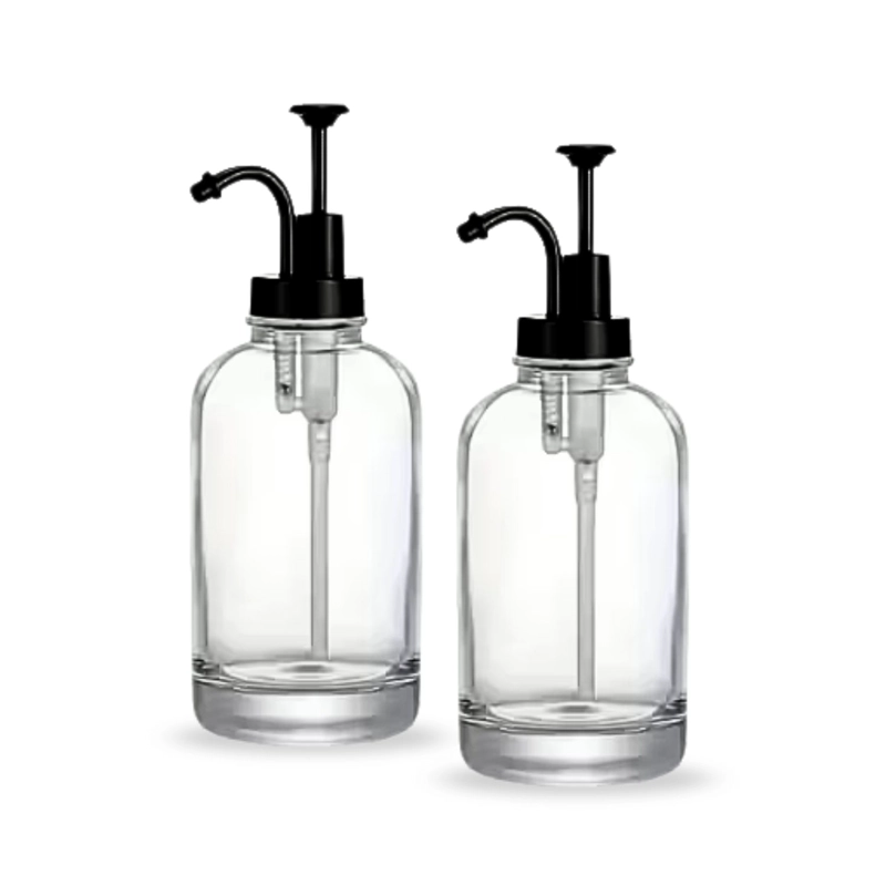 SET DE 2 DISPENSADORES DE VIDRIO PARA JABON LUXE COLOR NEGRO 500 ML - 8