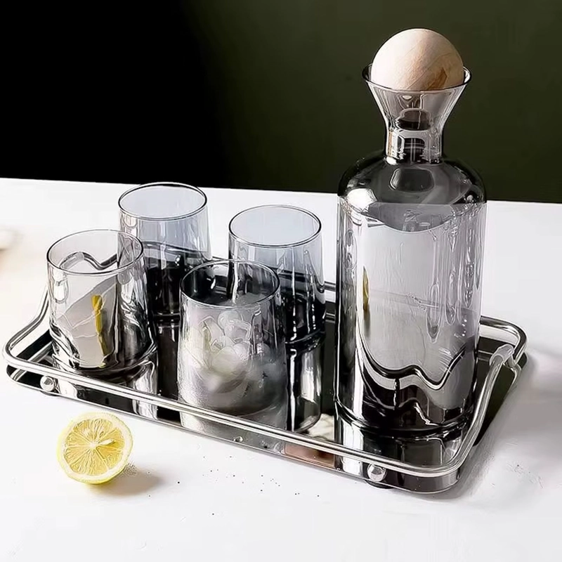SET JARRA DECANTADORA CON VASOS DE VIDRIO GRIS (4 UNIDADES) - 2