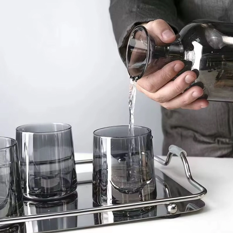 SET JARRA DECANTADORA CON VASOS DE VIDRIO GRIS (4 UNIDADES) - 3