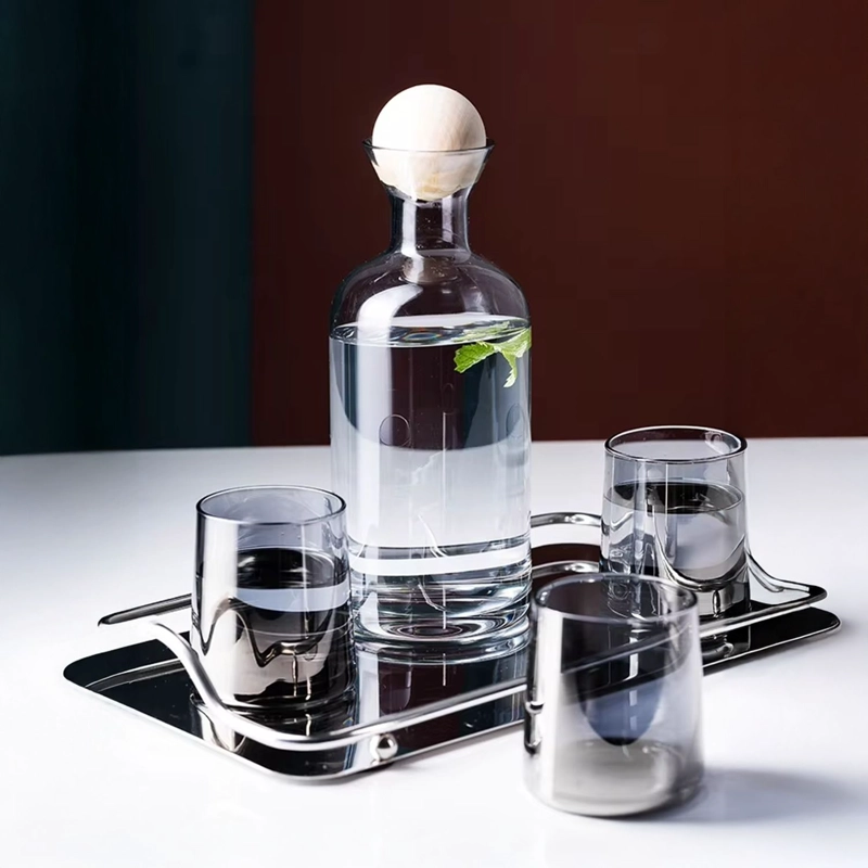 SET JARRA DECANTADORA CON VASOS DE VIDRIO GRIS (4 UNIDADES) - 6