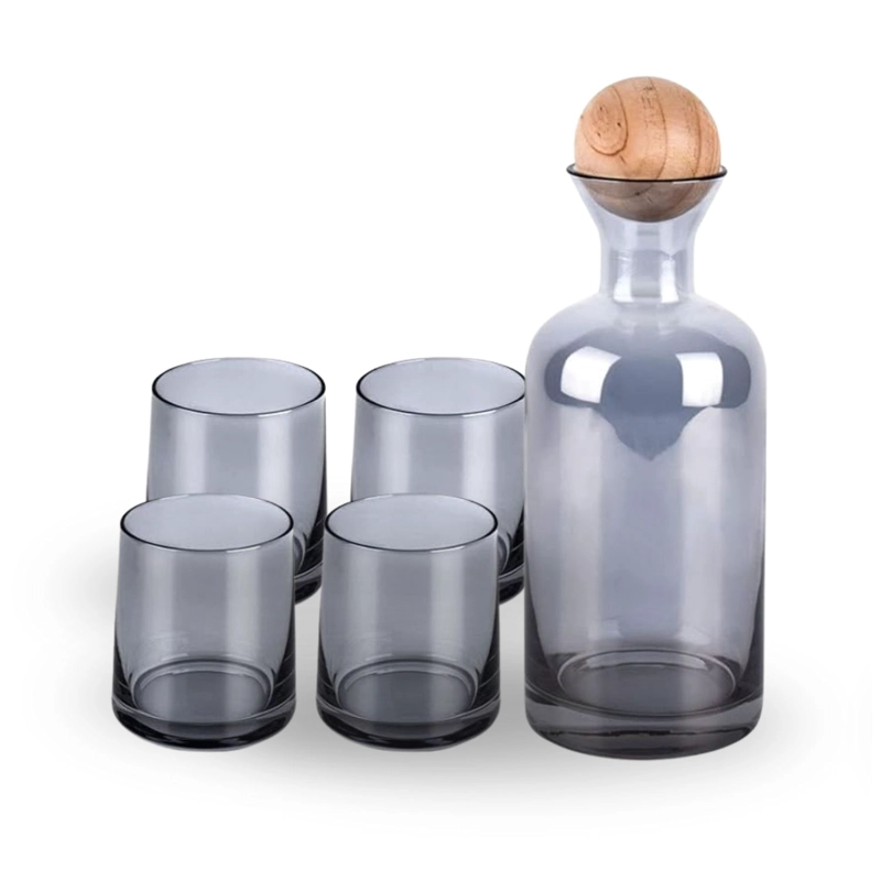 SET JARRA DECANTADORA CON VASOS DE VIDRIO GRIS (4 UNIDADES) - 8