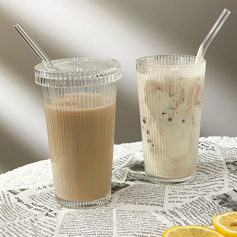 SET DE 2 VASOS DE VIDRIO CON TAPA Y BOMBILLA TUMBLER 380 ML BLANCO - 9
