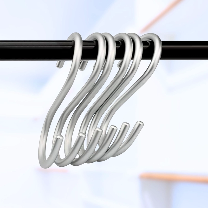 SET DE 10 GANCHOS EN FORMA DE S DE ALUMINIO PLATEADO 110 X 55 MM - 9