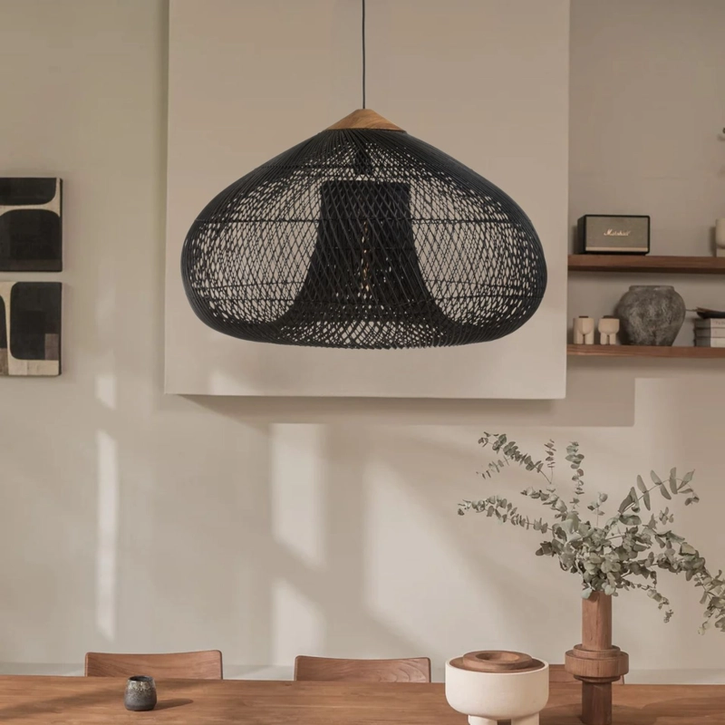 LAMPARA COLGANTE DE RATAN NEGRO 80 CM - 1