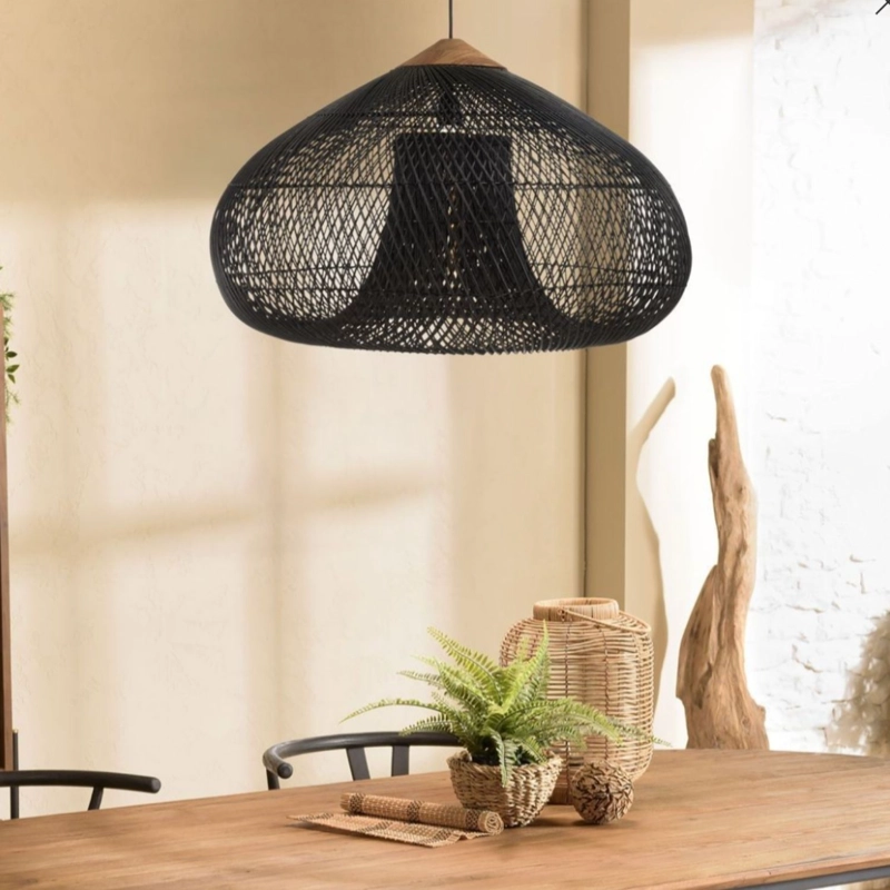 LAMPARA COLGANTE DE RATAN NEGRO 80 CM - 2