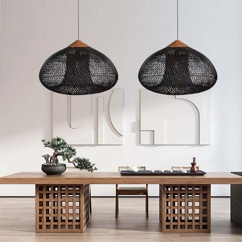 LAMPARA COLGANTE DE RATAN NEGRO 80 CM - 3