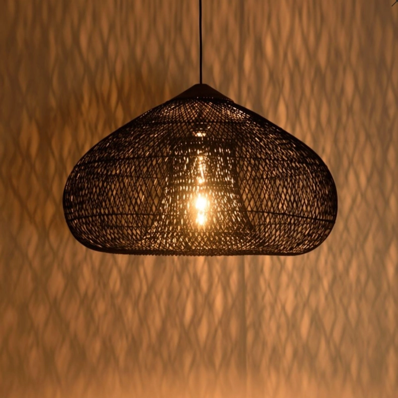 LAMPARA COLGANTE DE RATAN NEGRO 80 CM - 5