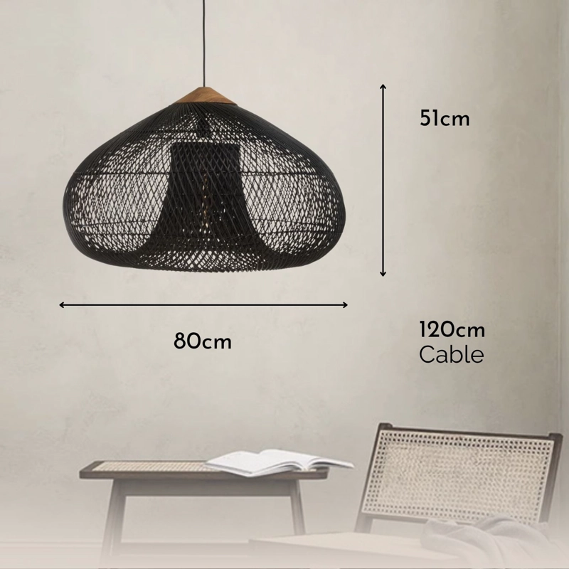 LAMPARA COLGANTE DE RATAN NEGRO 80 CM - 8
