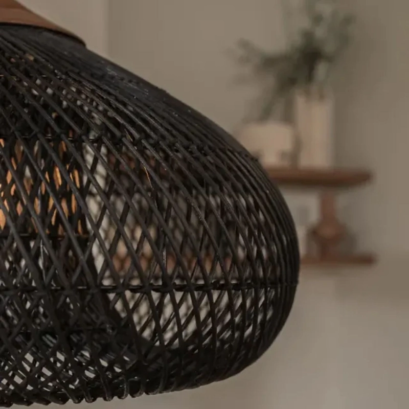 LAMPARA COLGANTE DE RATAN NEGRO 80 CM - 9
