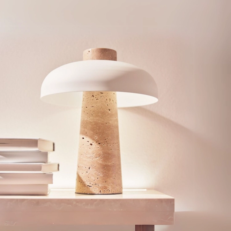 LAMPARA DE MESA LED EN PIEDRA TRAVERTINO - 2