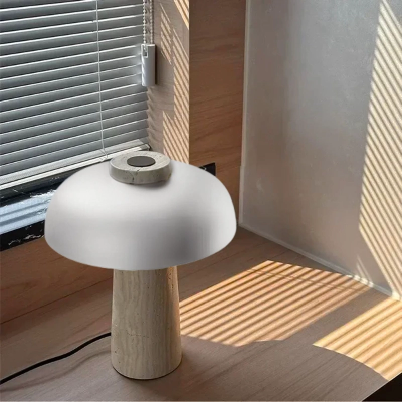 LAMPARA DE MESA LED EN PIEDRA TRAVERTINO - 7