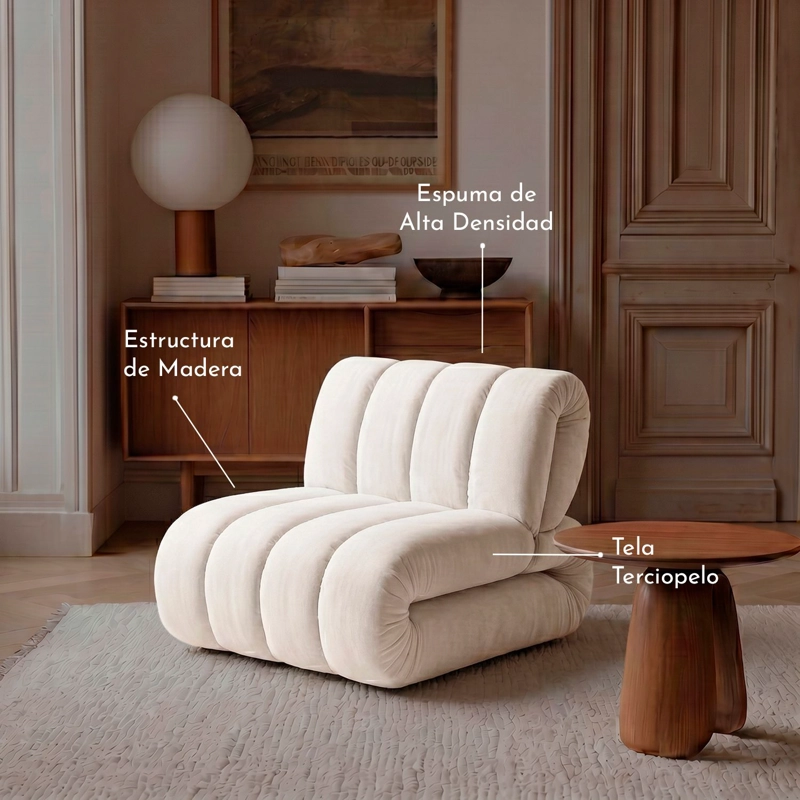 POLTRONA ESTILO MODERNO NORDICA BLANCA - 4