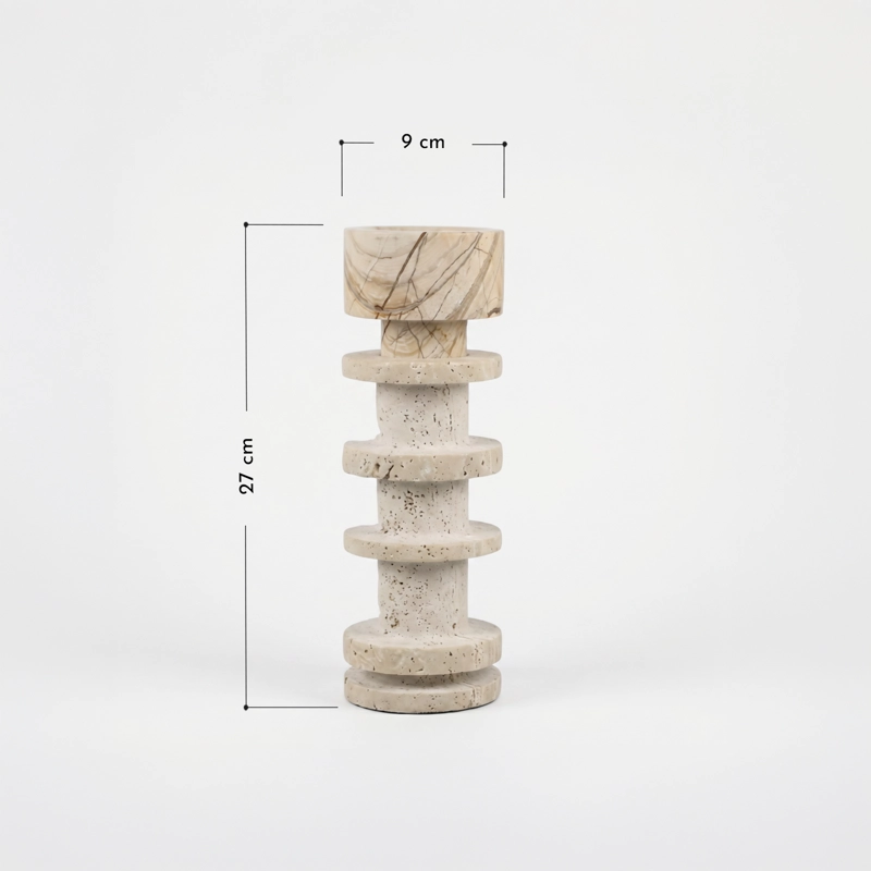 CANDELABRO DECORATIVO DE PIEDRA TRAVERTINO - 3
