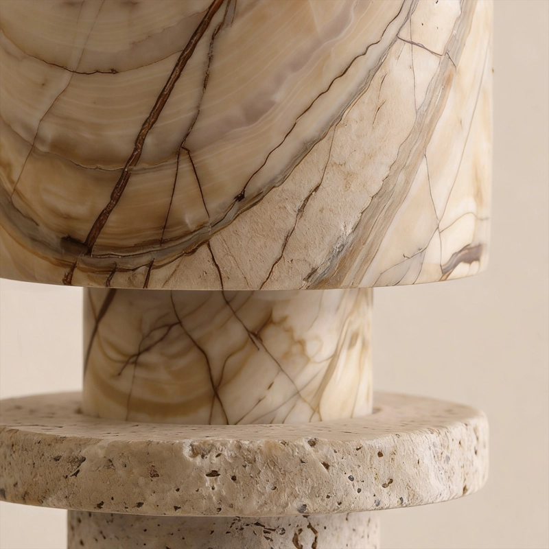 CANDELABRO DECORATIVO DE PIEDRA TRAVERTINO - 9