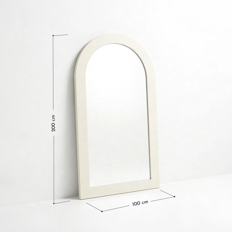 ESPEJO DECORATIVO CURVO DE CUERPO ENTERO COLOR BLANCO 200X100 CM - 3