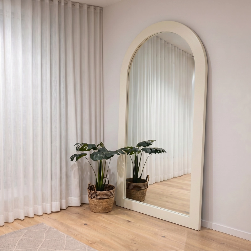 ESPEJO DECORATIVO CURVO DE CUERPO ENTERO COLOR BLANCO 200X100 CM - 7
