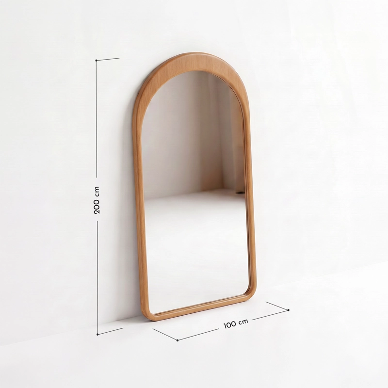 ESPEJO DECORATIVO EN ARCO DE CUERPO ENTERO GAIA DE MADERA COLOR ROBLE 200X100 CM - 3