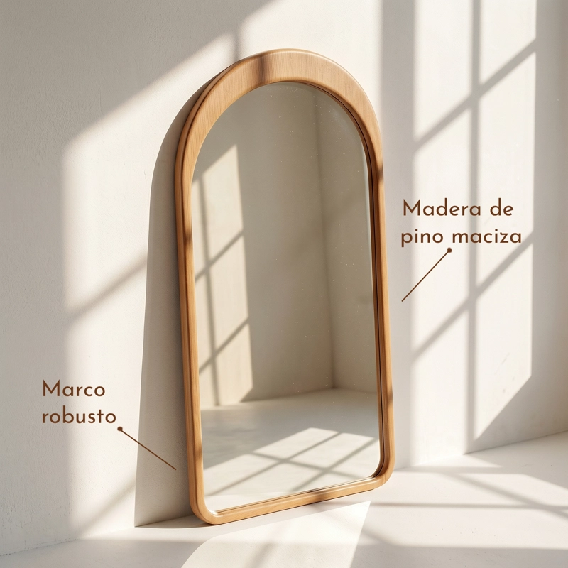 ESPEJO DECORATIVO EN ARCO DE CUERPO ENTERO GAIA DE MADERA COLOR ROBLE 200X100 CM - 4
