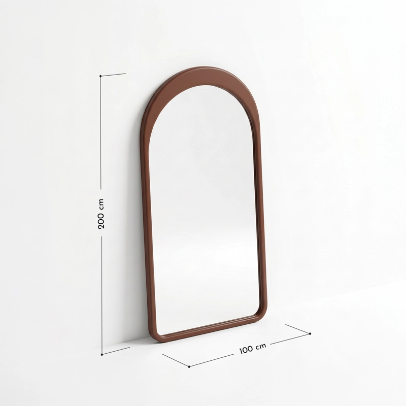 ESPEJO DECORATIVO EN ARCO DE CUERPO ENTERO GAIA DE MADERA COLOR NOGAL 200X100 CM - 3