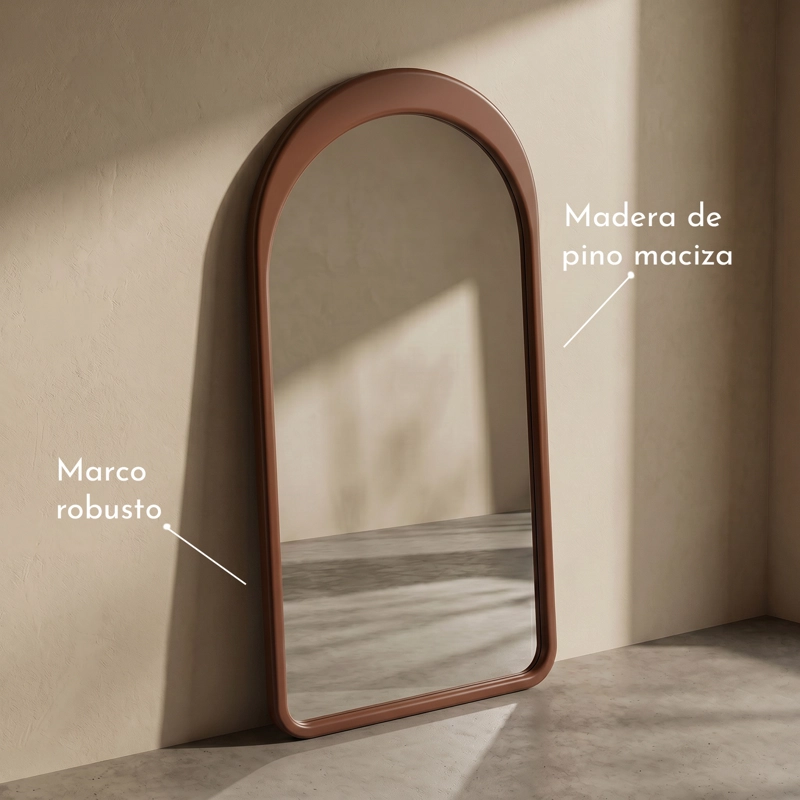 ESPEJO DECORATIVO EN ARCO DE CUERPO ENTERO GAIA DE MADERA COLOR NOGAL 200X100 CM - 4