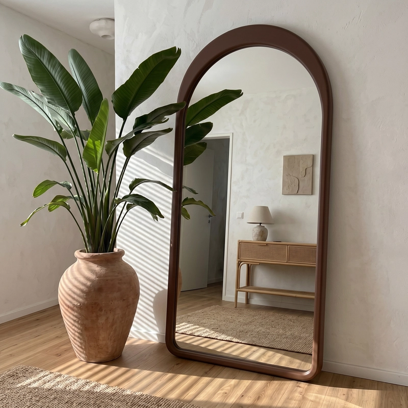 ESPEJO DECORATIVO EN ARCO DE CUERPO ENTERO GAIA DE MADERA COLOR NOGAL 200X100 CM - 6